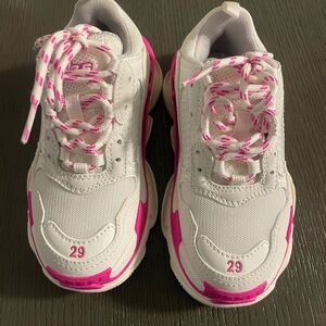 Kids White and Pink Sneakers